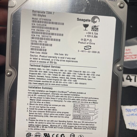 Seagate Barracuda 160GB IDE 3.5" Hard Drive - ST3160023A -- REF 1476 - Picture 2 of 4